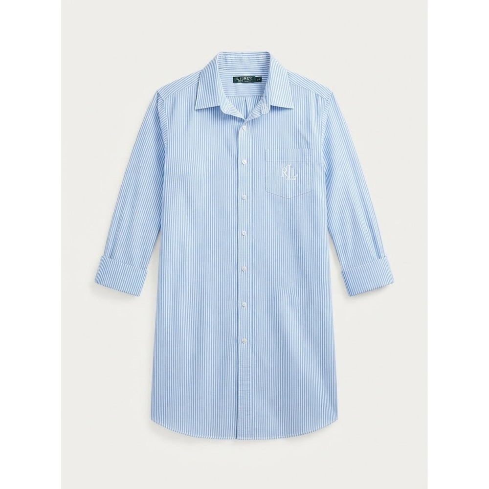 Lauren Ralph Lauren Button Down L Women's Striped Coastal Preppy Logo Cotton